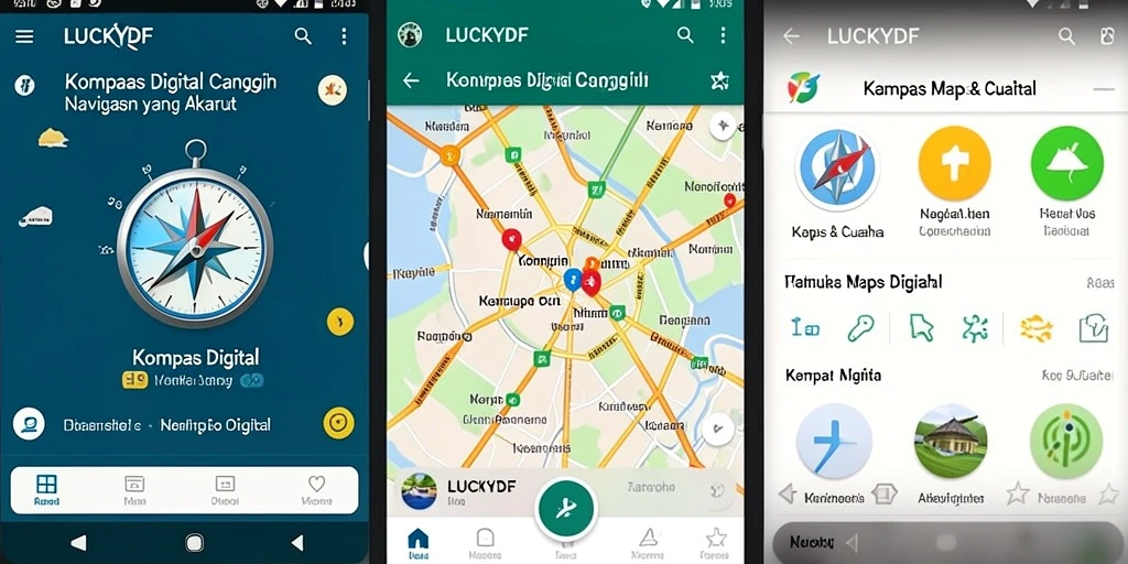 Tampilan antarmuka LUCKYDF yang sederhana dan fungsional untuk navigasi.